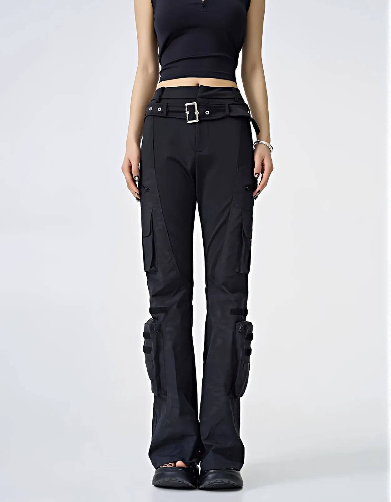 Semi-Flare Utility Pocketed Cargo Pants