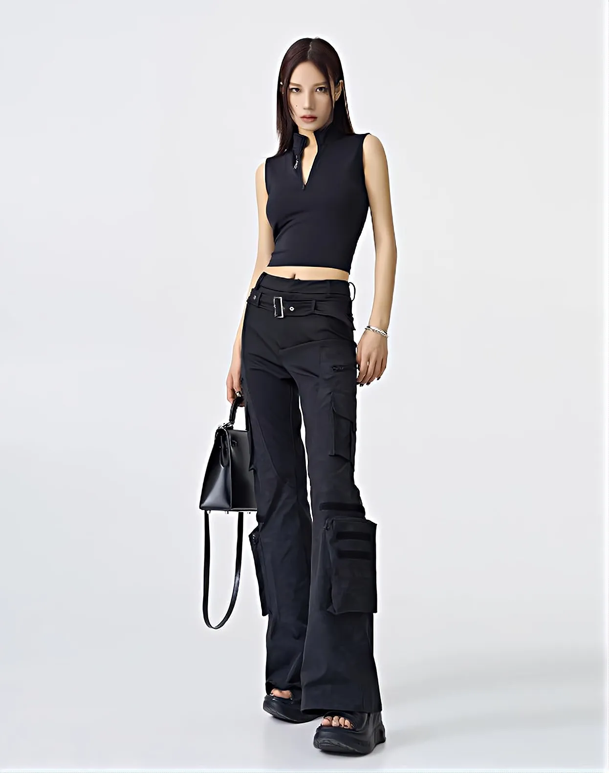 Semi-Flare Utility Pocketed Cargo Pants
