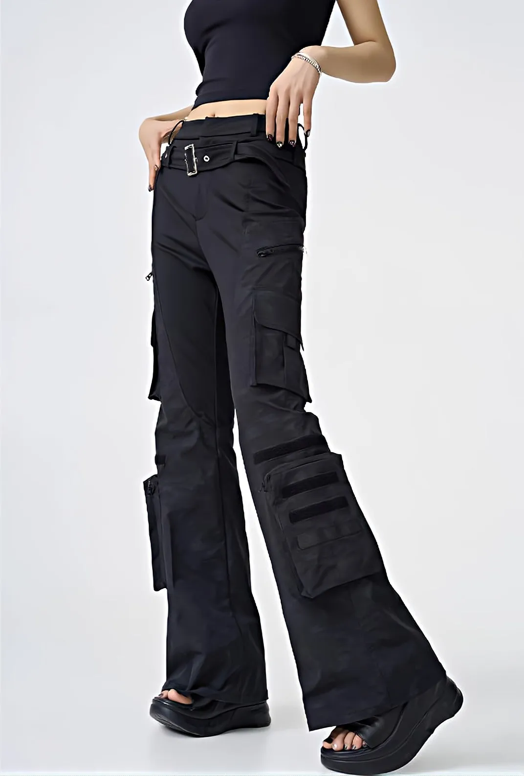 Semi-Flare Utility Pocketed Cargo Pants