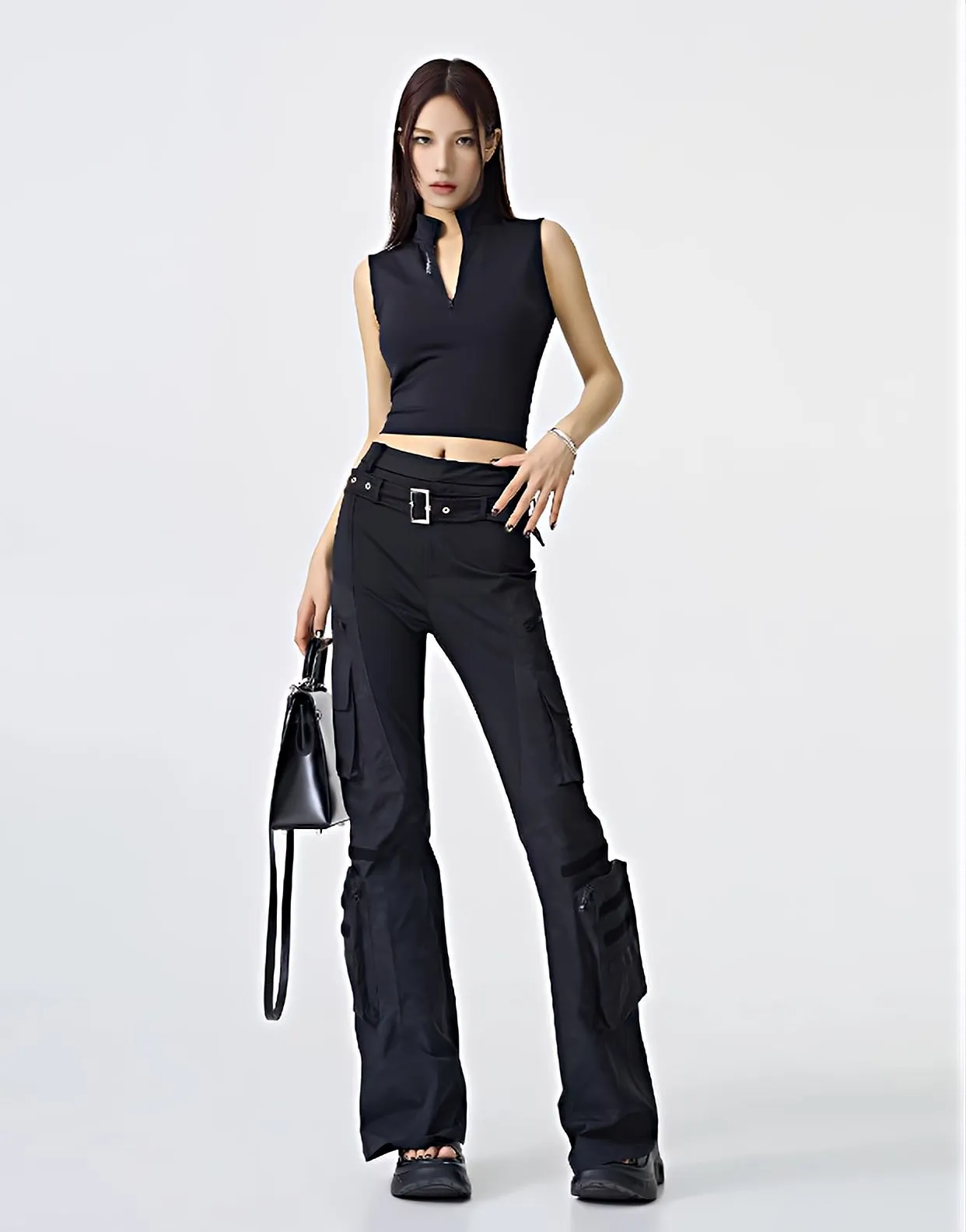 Semi-Flare Utility Pocketed Cargo Pants