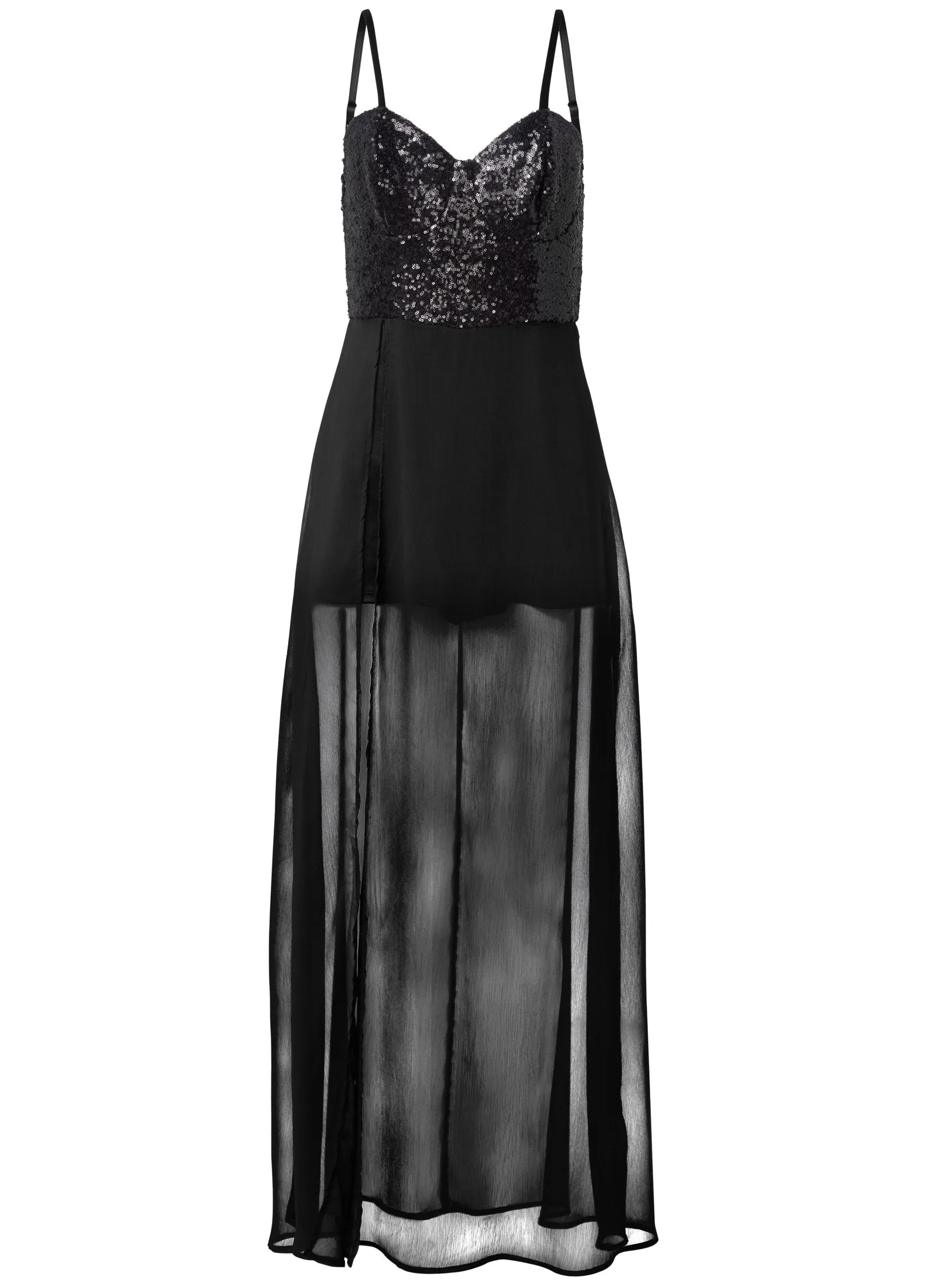 Sequin Top Overlay Romper - Black