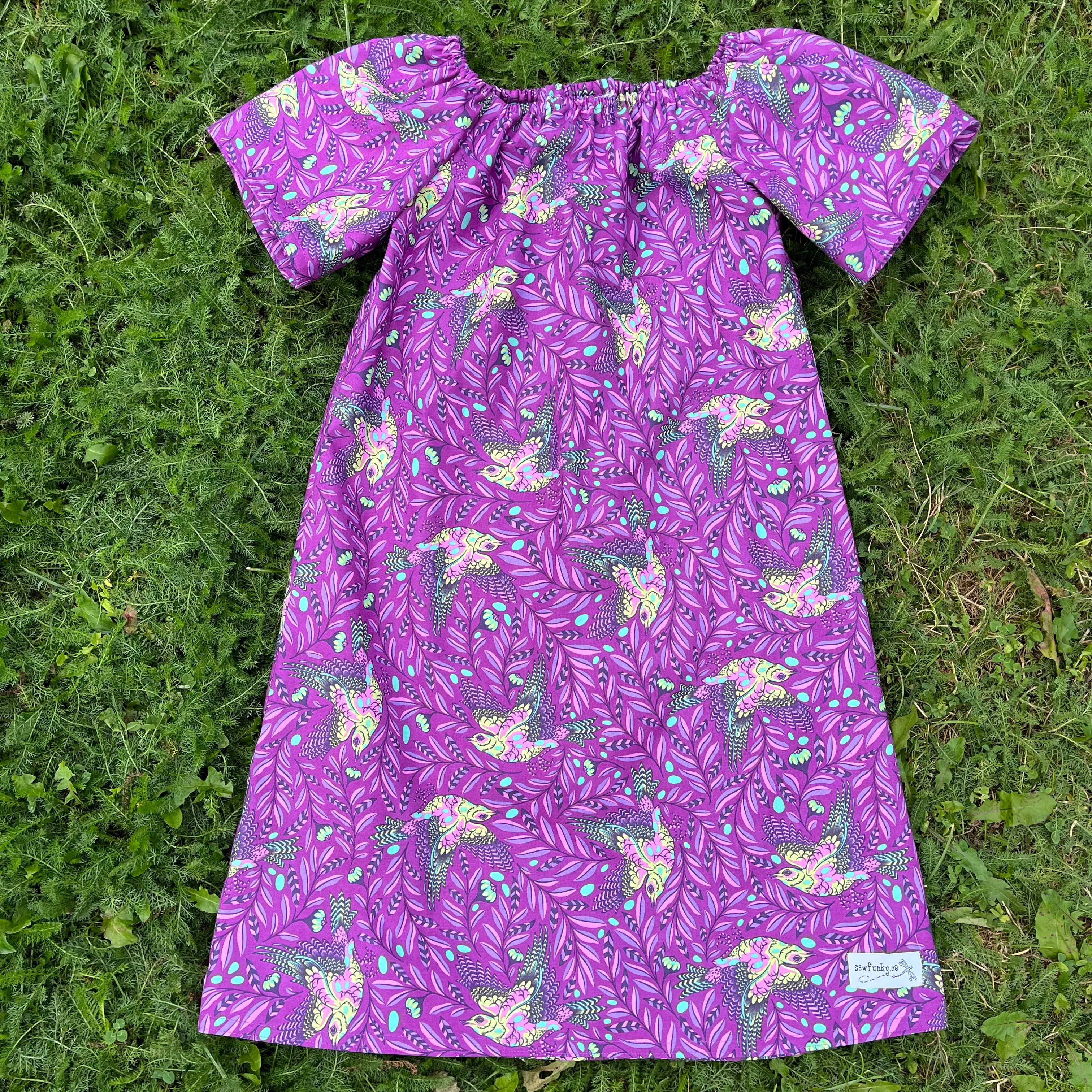 Sewfunky Pixie Dress - Tula Birds