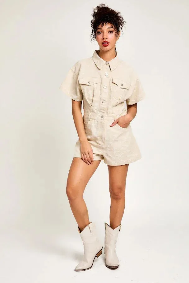 SHORT SLEEVE STAR PRINTED ROMPER