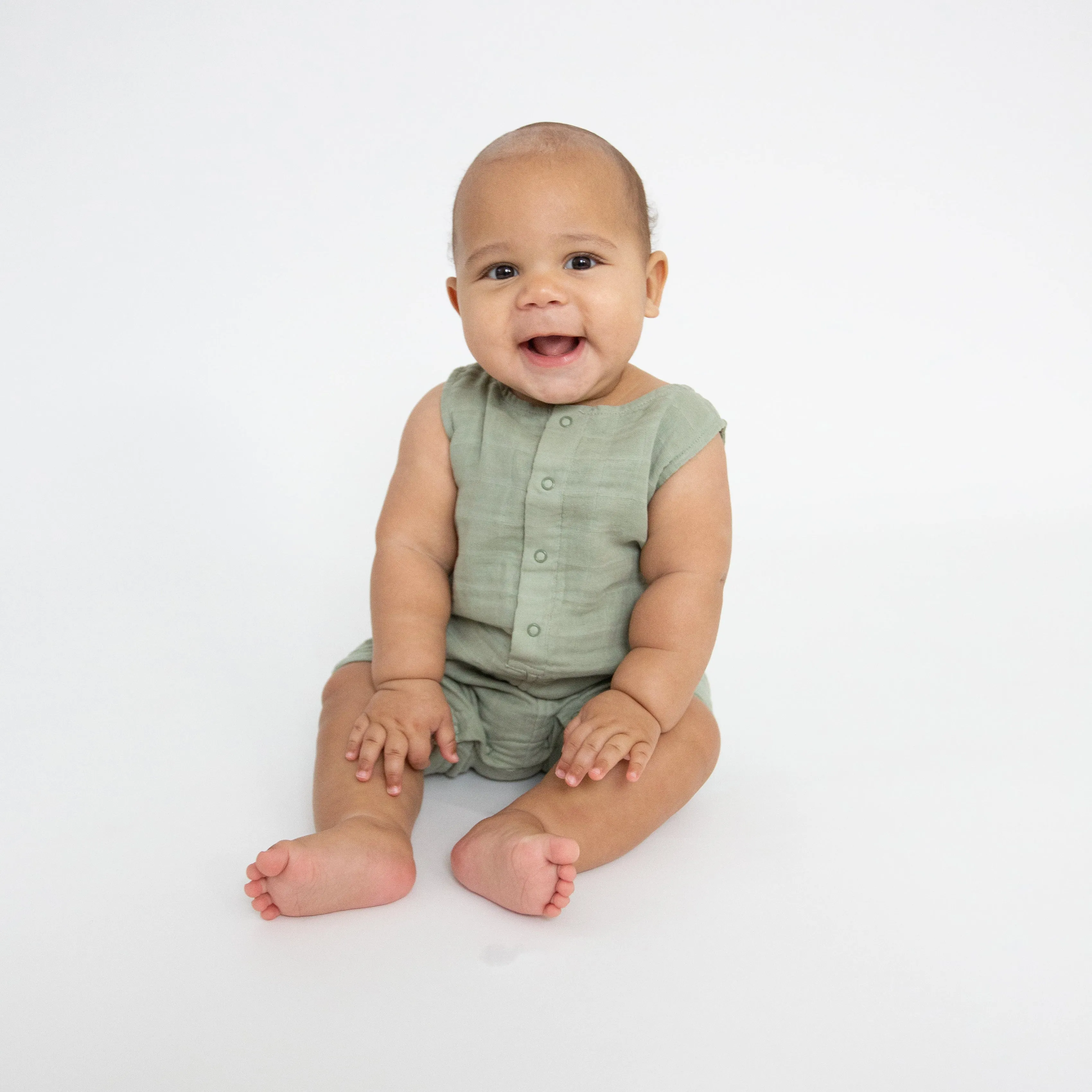 Shortie Romper - Desert Sage Solid Muslin