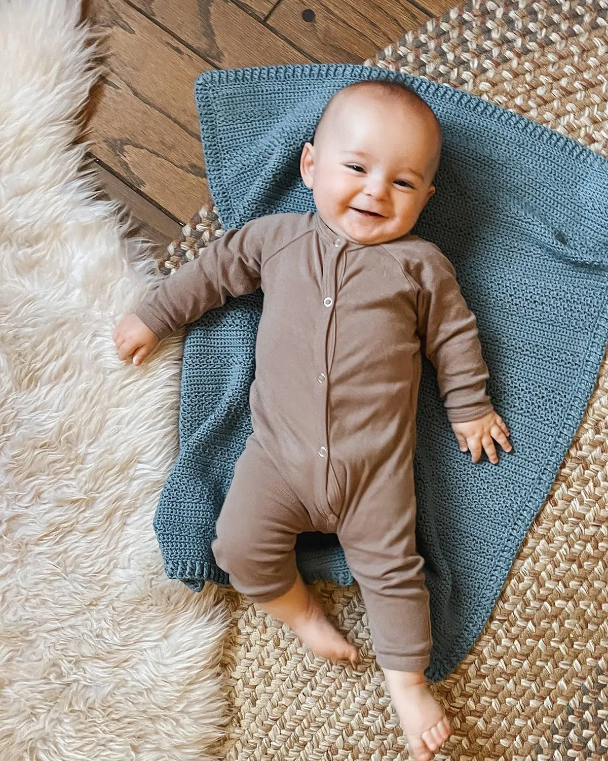 Snap Down Romper: Latte