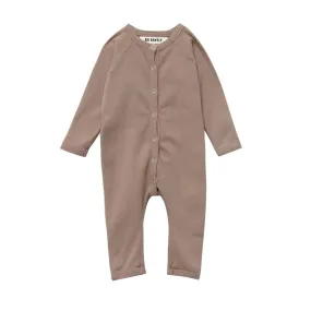 Snap Down Romper: Latte