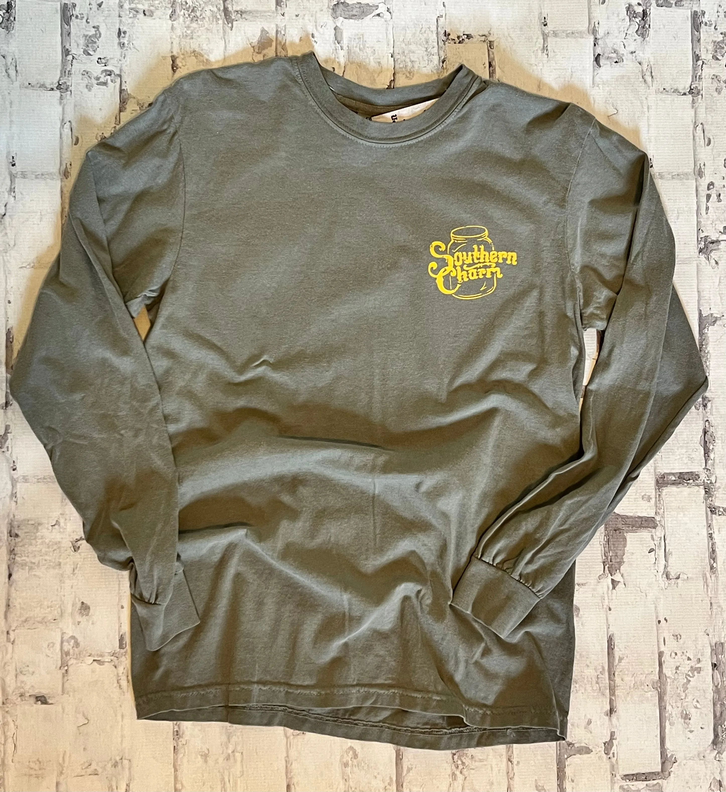 Southern Charm "Lettered Sunflowers" Long Sleeve T-shirt - Granite