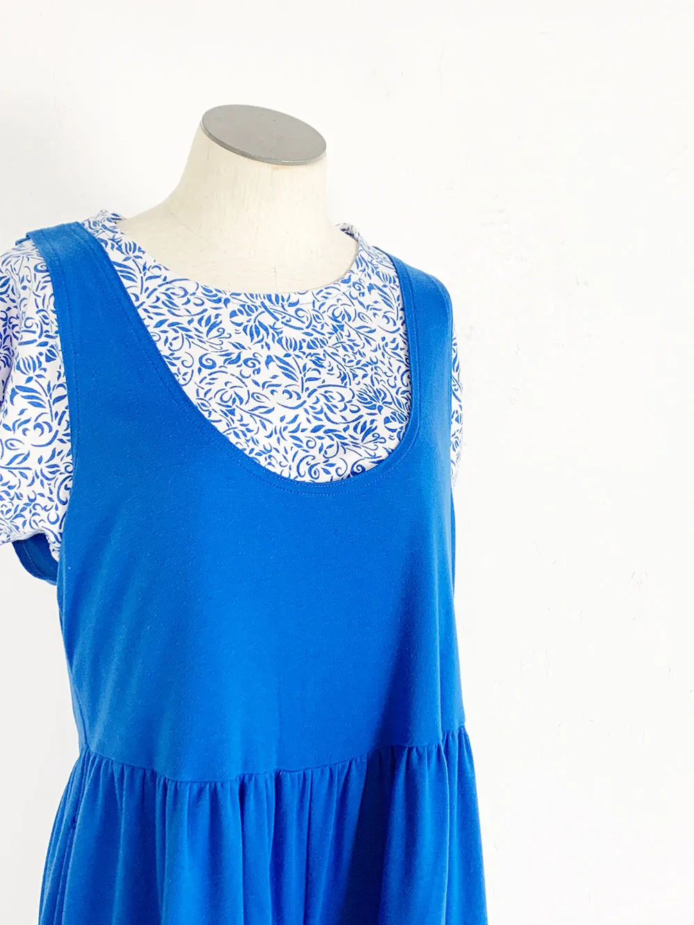 STEFANO Blue and White Cotton Blend Romper