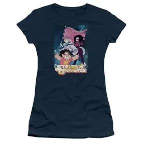 Steven Universe Crystal Gem Flag Juniors Navy T-Shirt