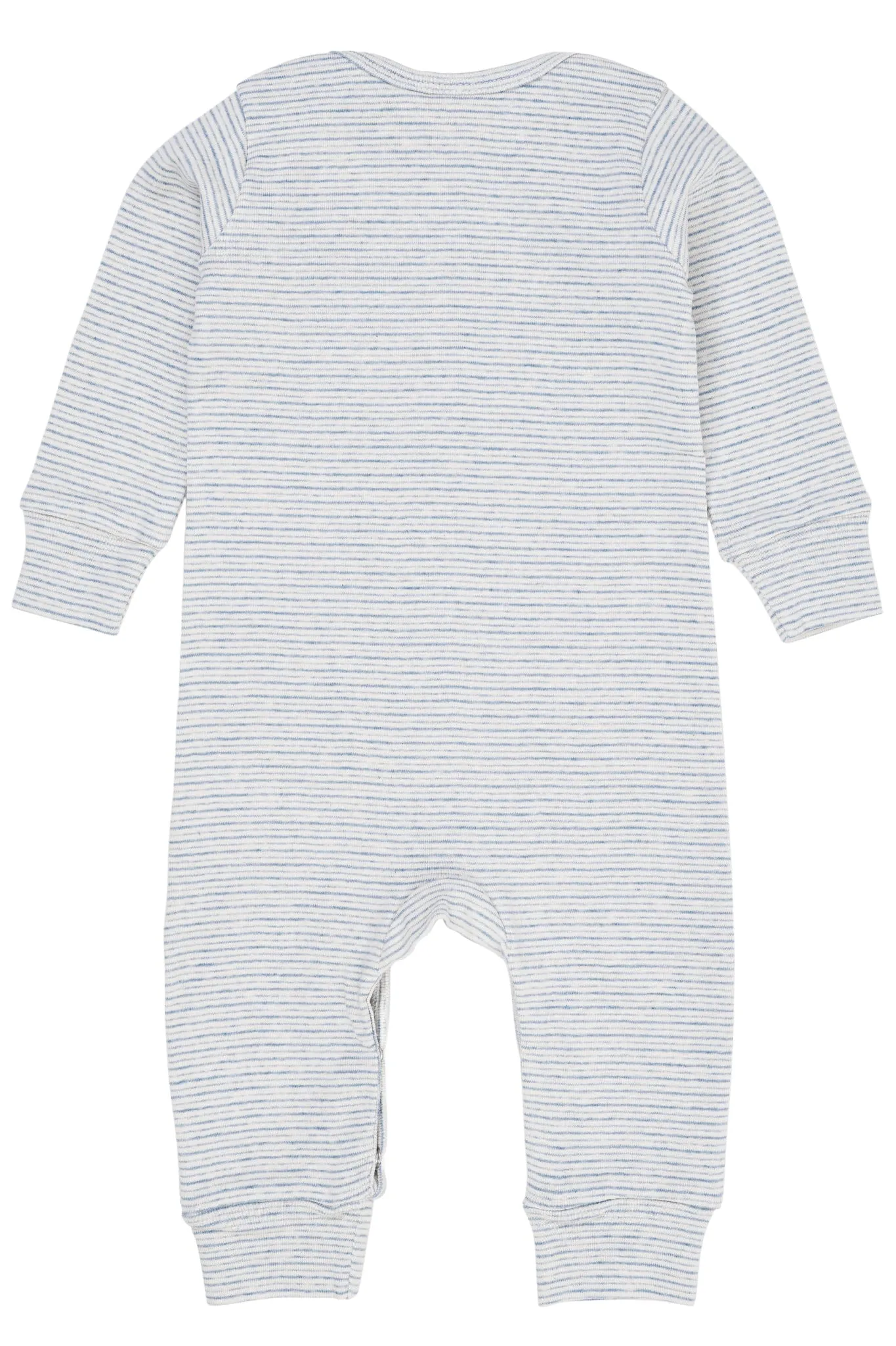 STRIPED LONG SLEEVED ROMPER W. LAPNECK - LT. BLUE STRIPE