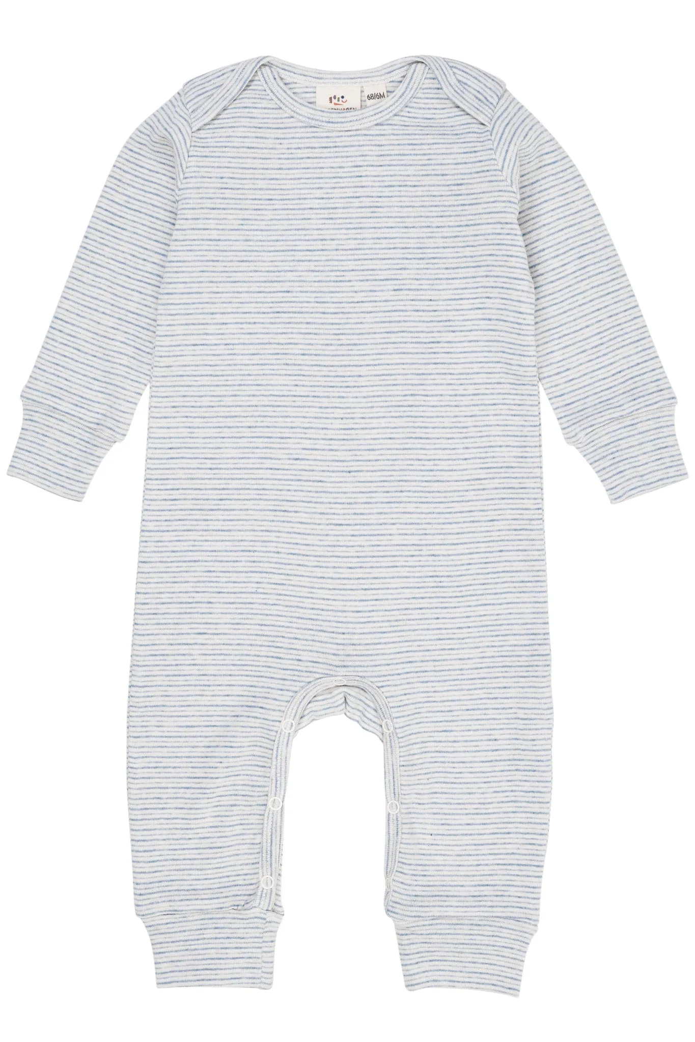 STRIPED LONG SLEEVED ROMPER W. LAPNECK - LT. BLUE STRIPE