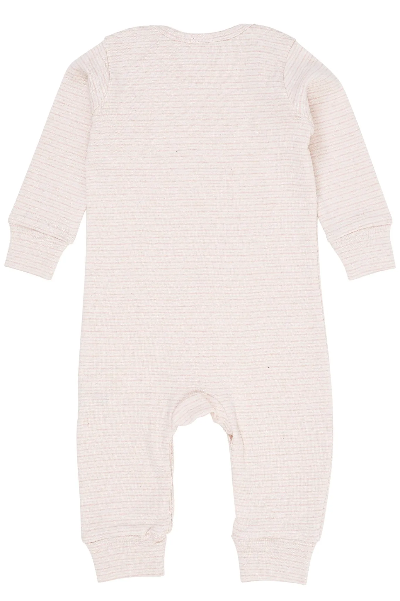 STRIPED LONG SLEEVED ROMPER W. LAPNECK - SOFT PINK STRIPE