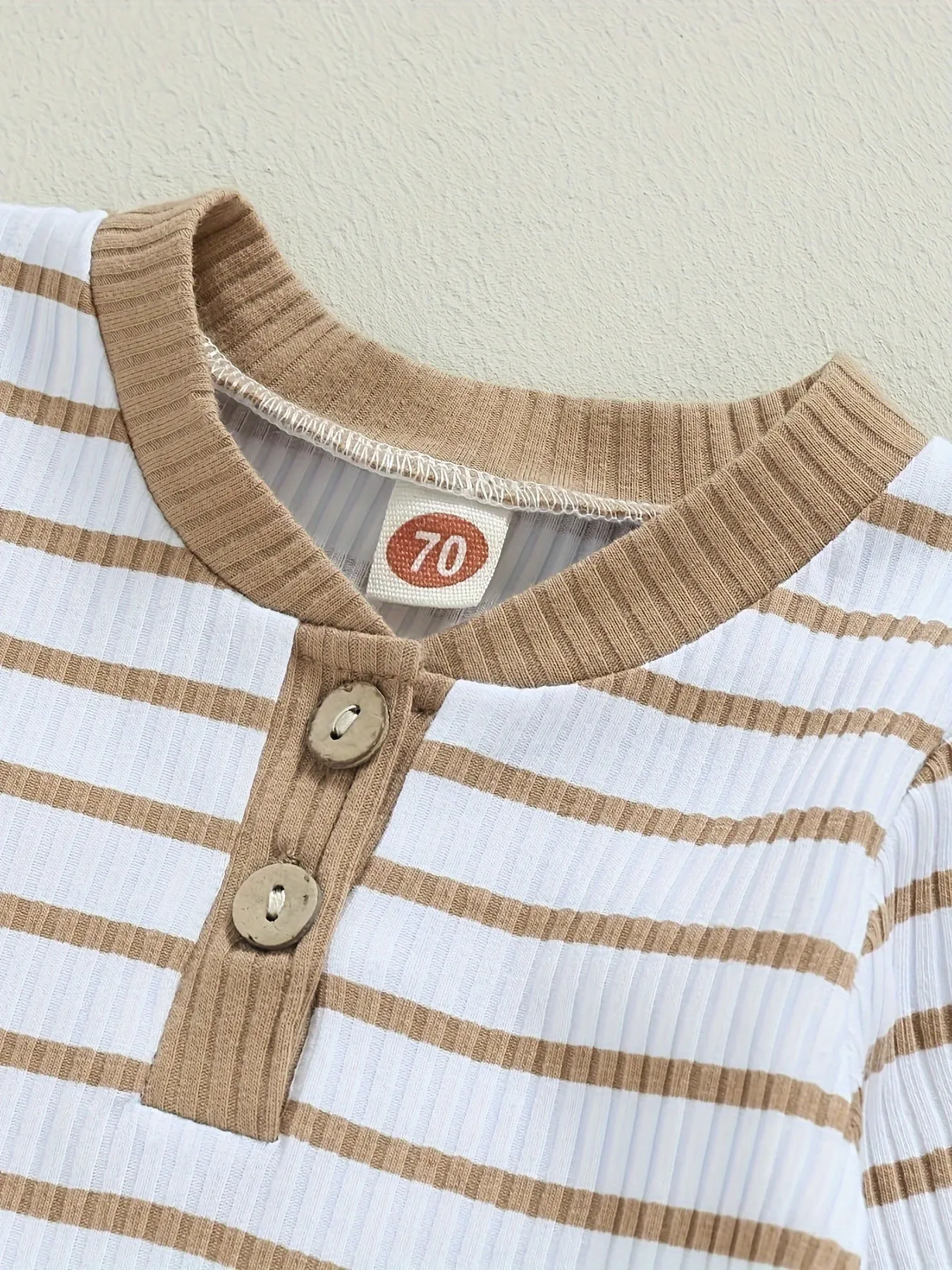 Striped snapup romper and trousers set for baby boys