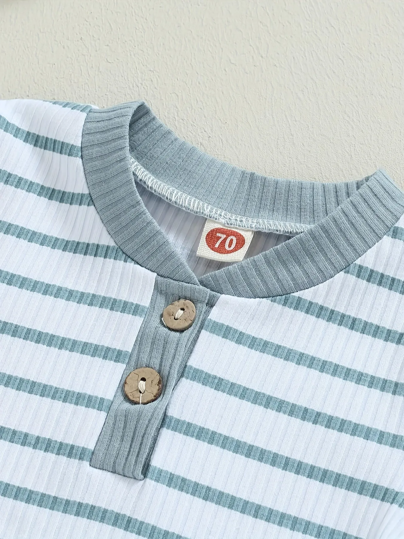Striped snapup romper and trousers set for baby boys