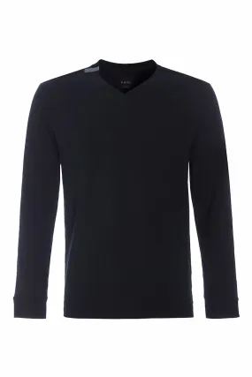 T-SHIRT V-NECK LONG SLEEVE - 1021C - BLACK