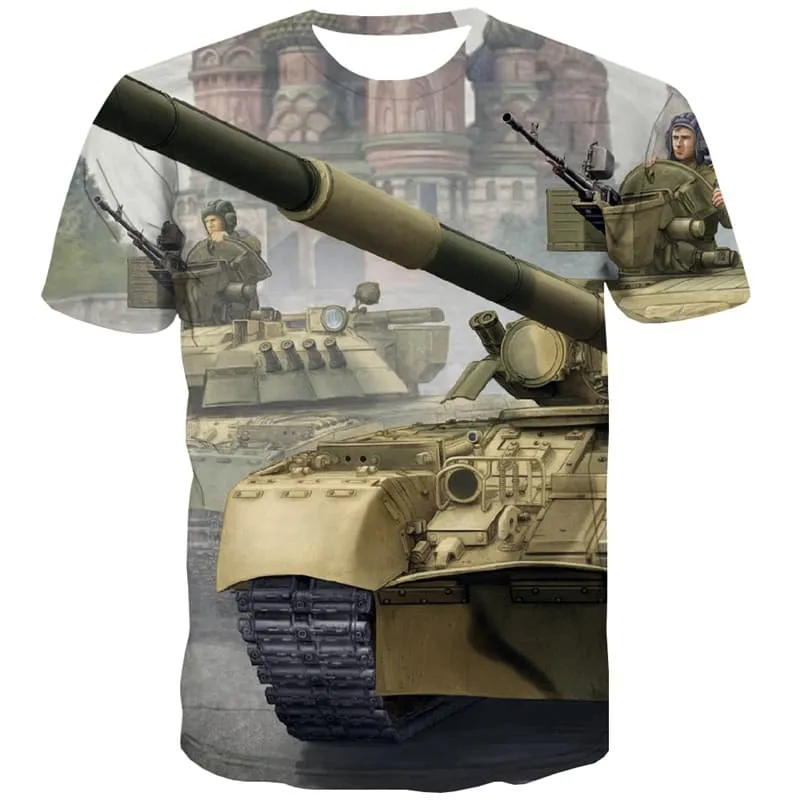 Tank T shirts Men Military T shirts Funny War Tshirts Novelty Metal Tshirts Casual