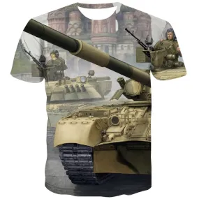 Tank T shirts Men Military T shirts Funny War Tshirts Novelty Metal Tshirts Casual