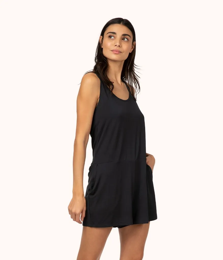 The All-Day Lounge Romper: Jet Black