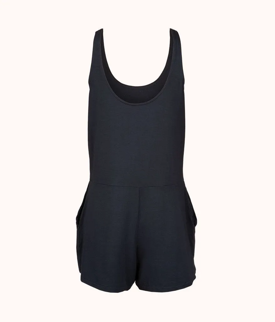 The All-Day Lounge Romper: Jet Black