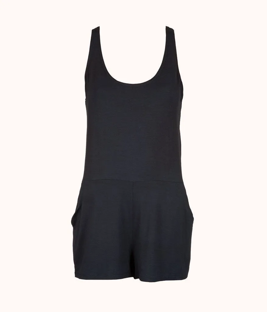 The All-Day Lounge Romper: Jet Black