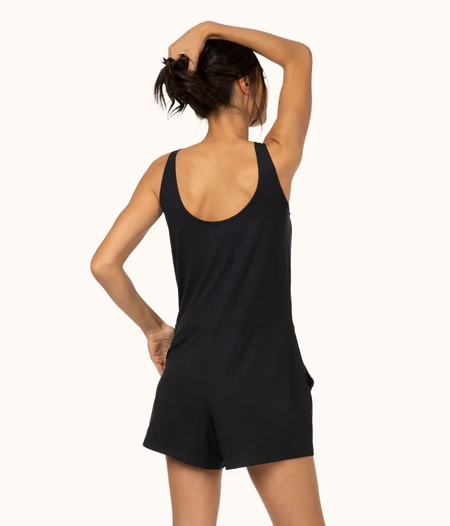 The All-Day Lounge Romper: Jet Black