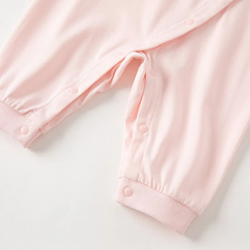 Tulle Flower Embroidery Girl Snap All-through Pink Romper