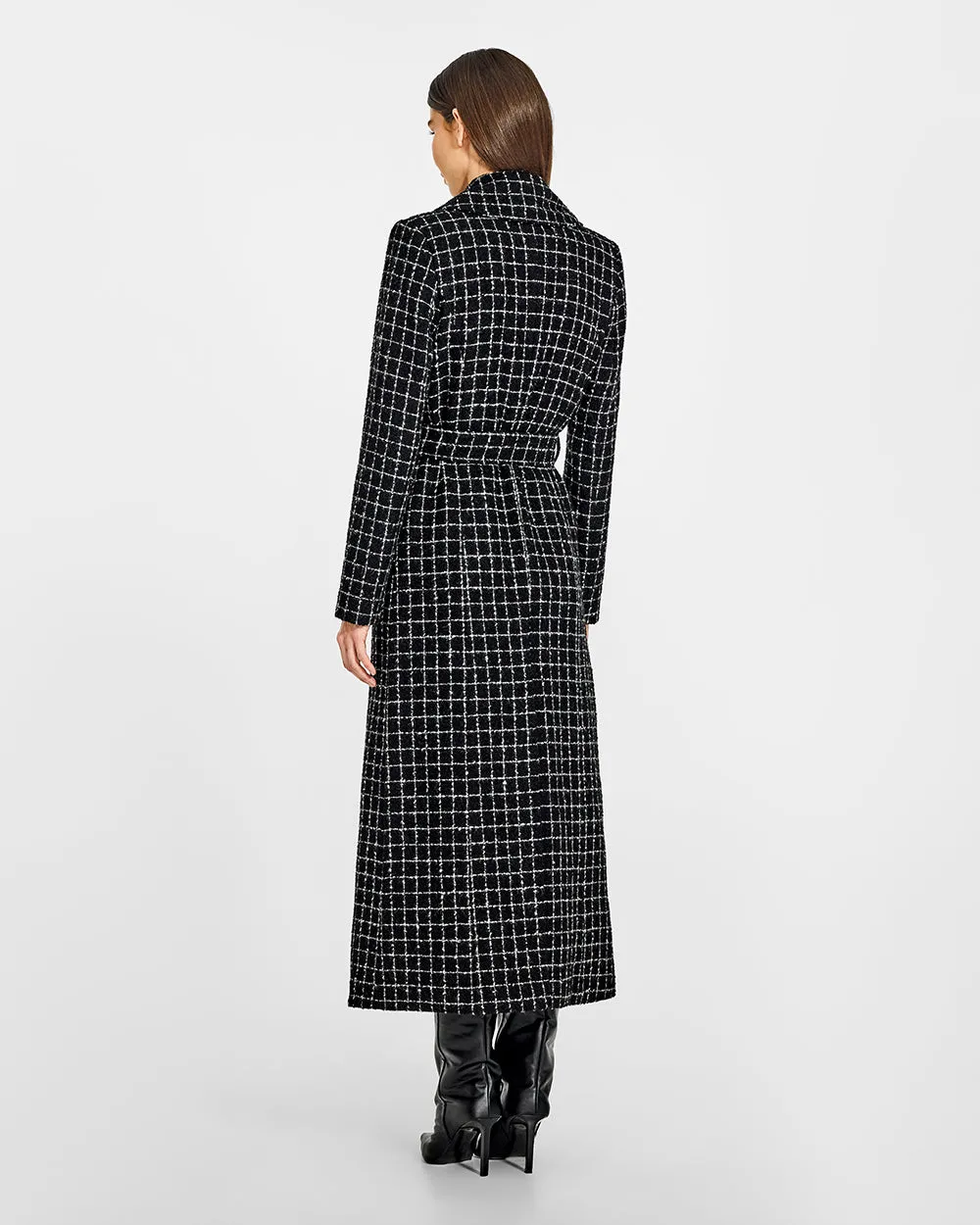 Tweed Suri Alpaca Maxi Notched Collar Wrap Coat