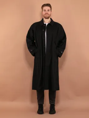 Vintage 80's Men Cashmere and Wool Blend Coat in Dark Gray