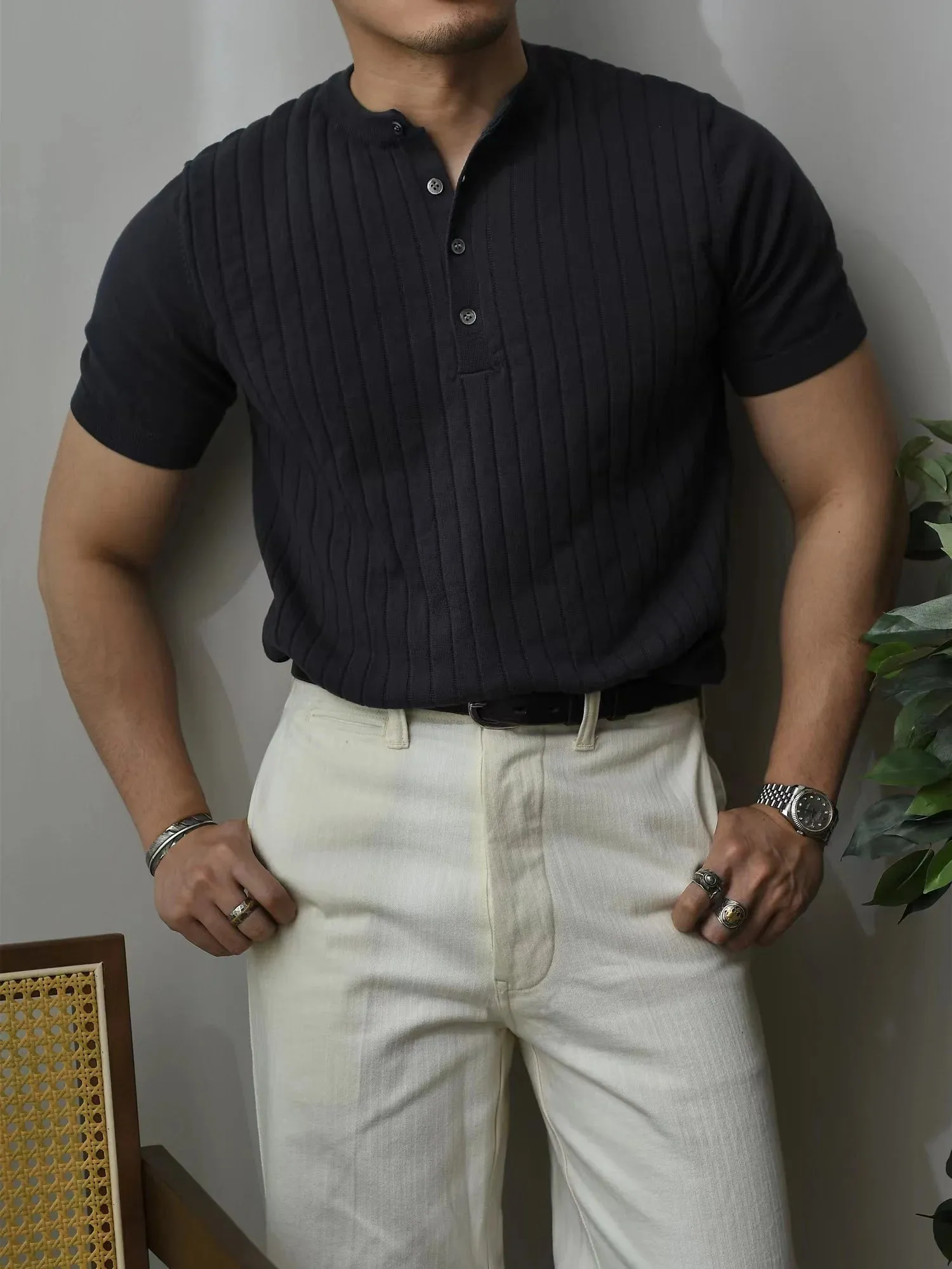 Vintage business cotton summer t-shirt