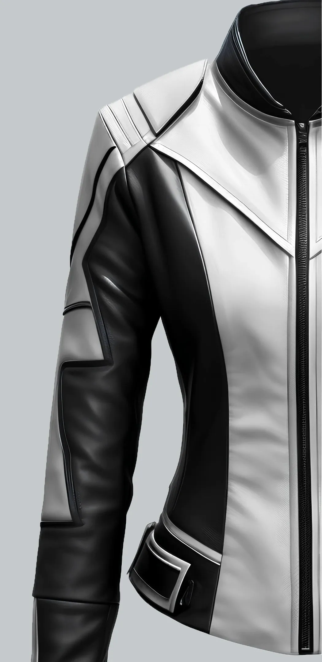 White And Black Faux Leather Jacket
