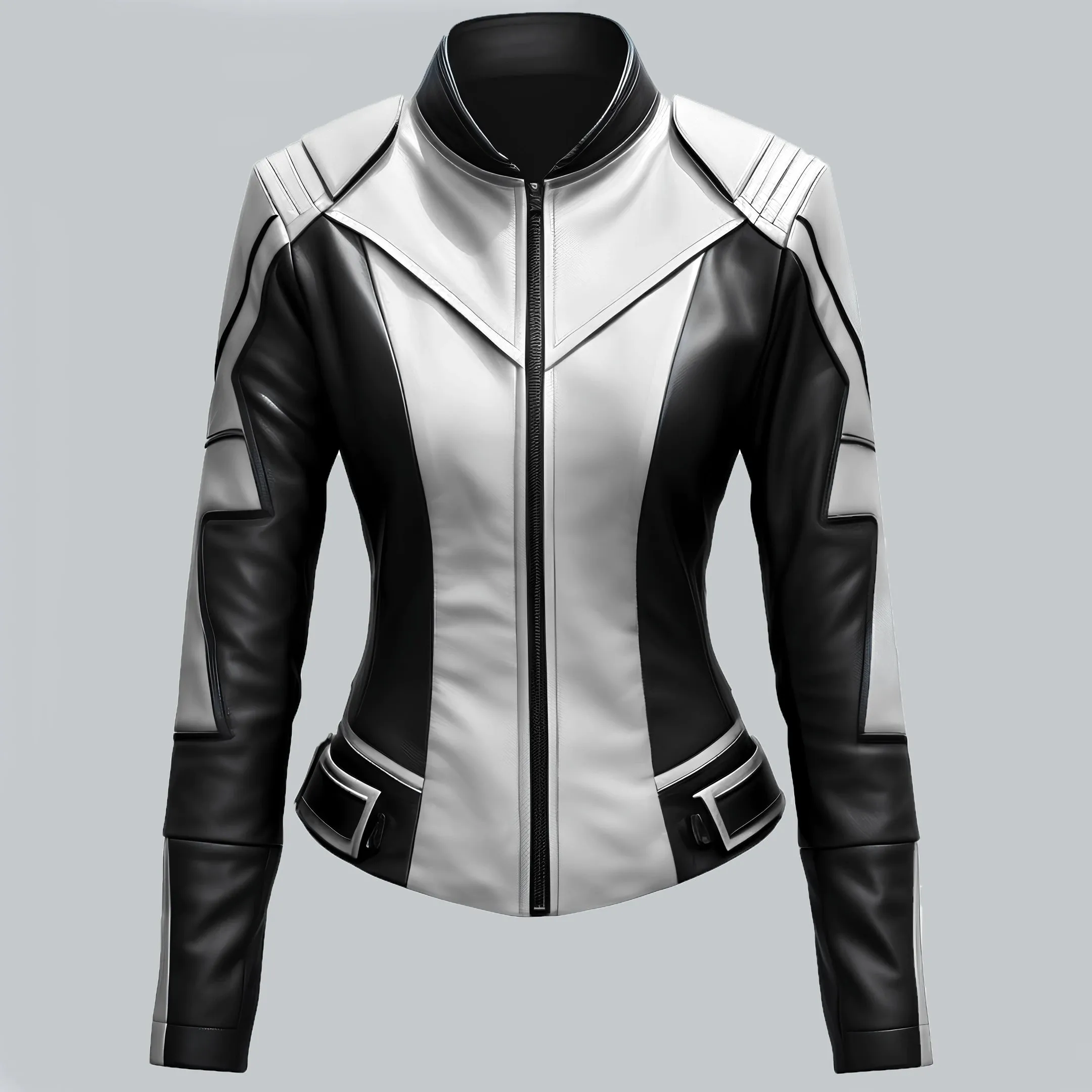 White And Black Faux Leather Jacket