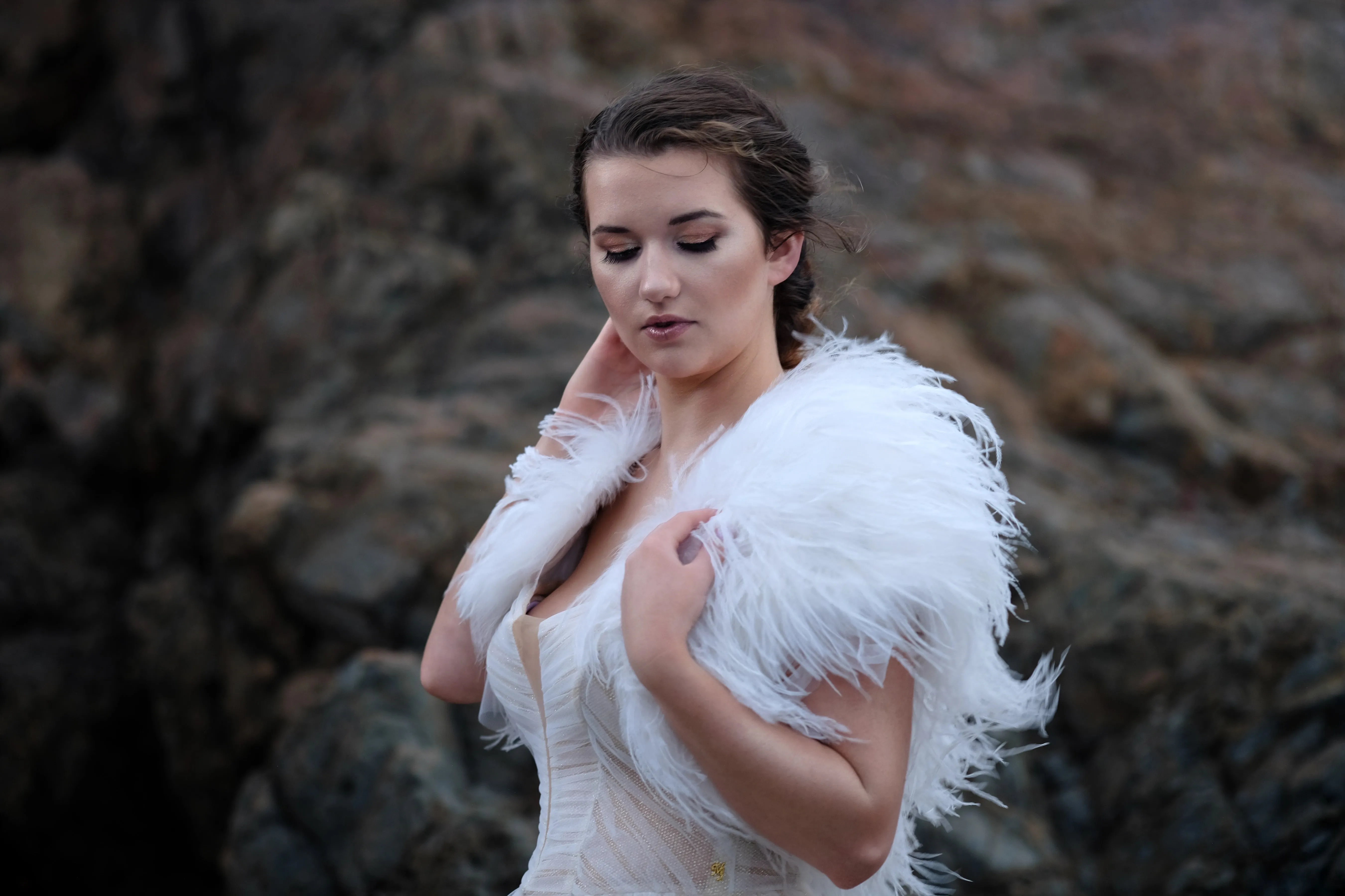 White Ostrich Feather Bolero