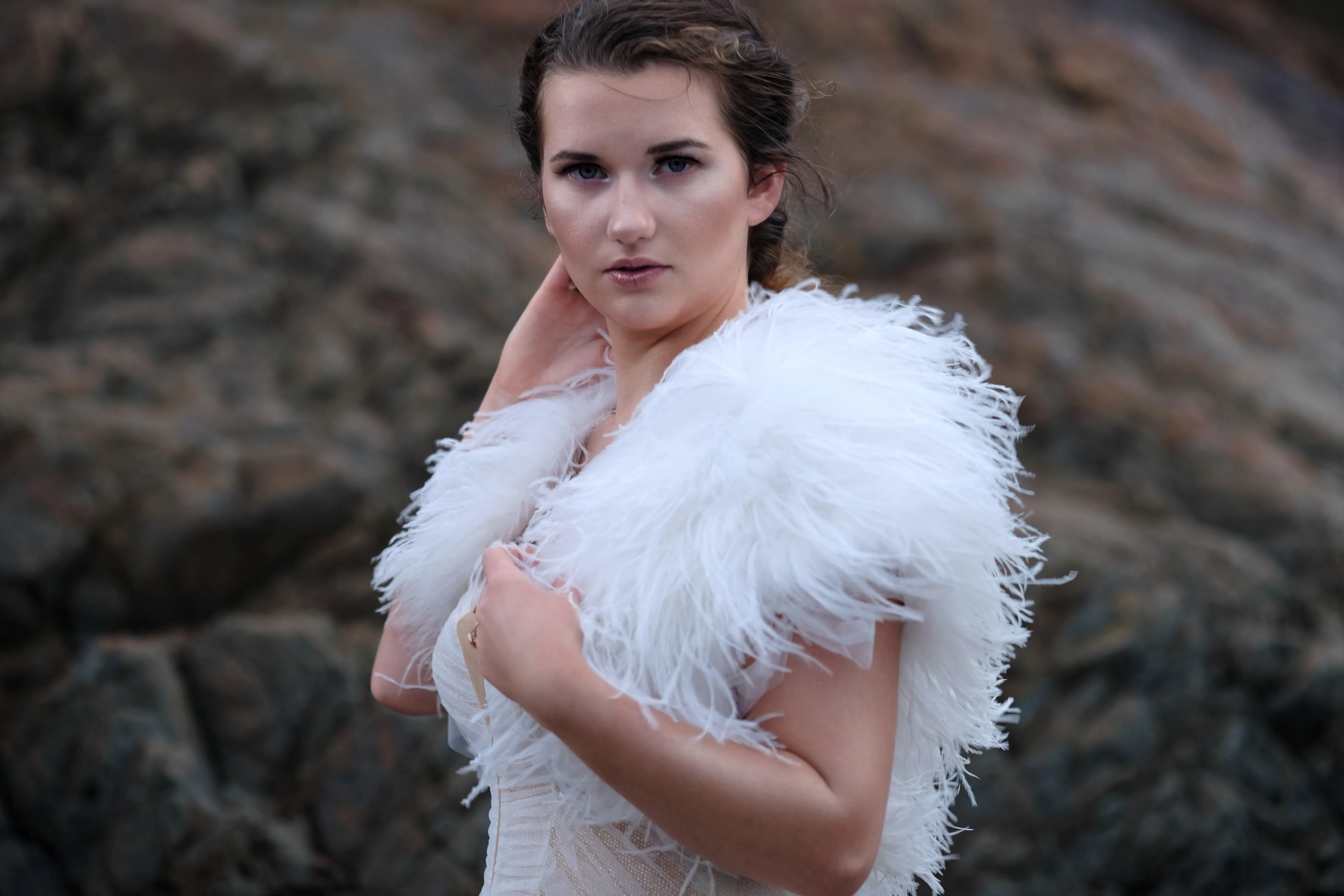 White Ostrich Feather Bolero