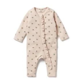 Wilson & Frenchy Emily Floral Ruffle Waffle Organic Zipsuit