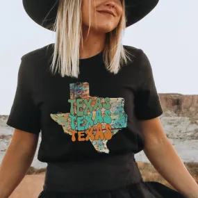 Women's Rustic Texas T-Shirt with Retro Design Gift for Souvenir or Trip Black or White Bella Canvas® Tee Fun Trip to Texas T-Shirt