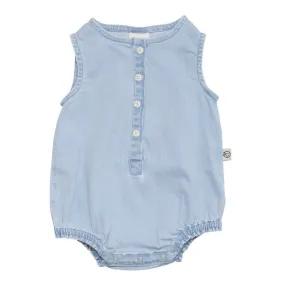WYNKEN WOVEN PALE BLEACH DENIM ROMPER