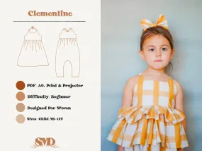 Youth Clementine Dress, Top & Romper Digital Sewing Pattern Sizes NB-12Y