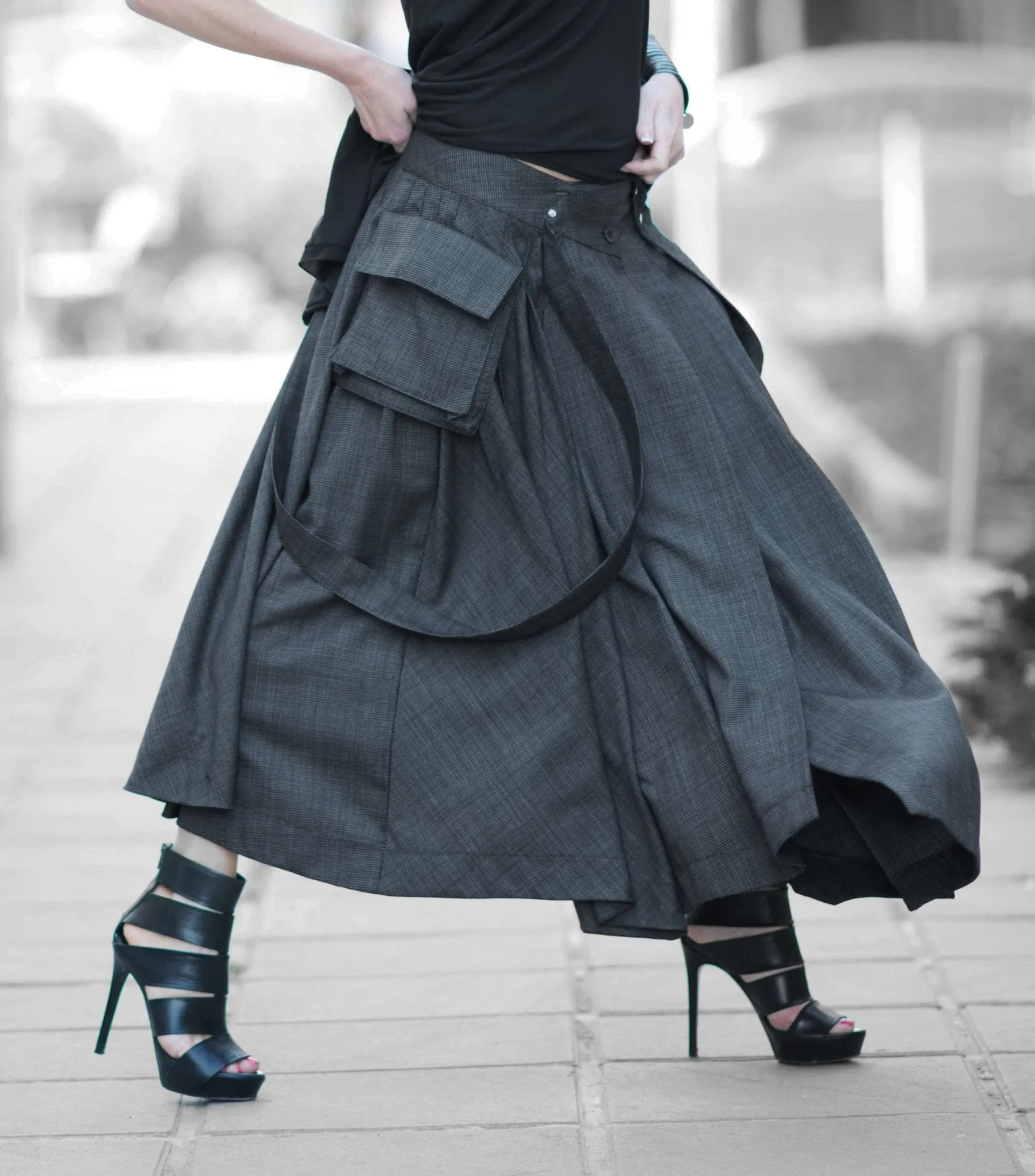 ZEFIRA Asymmetrical Long Skirt