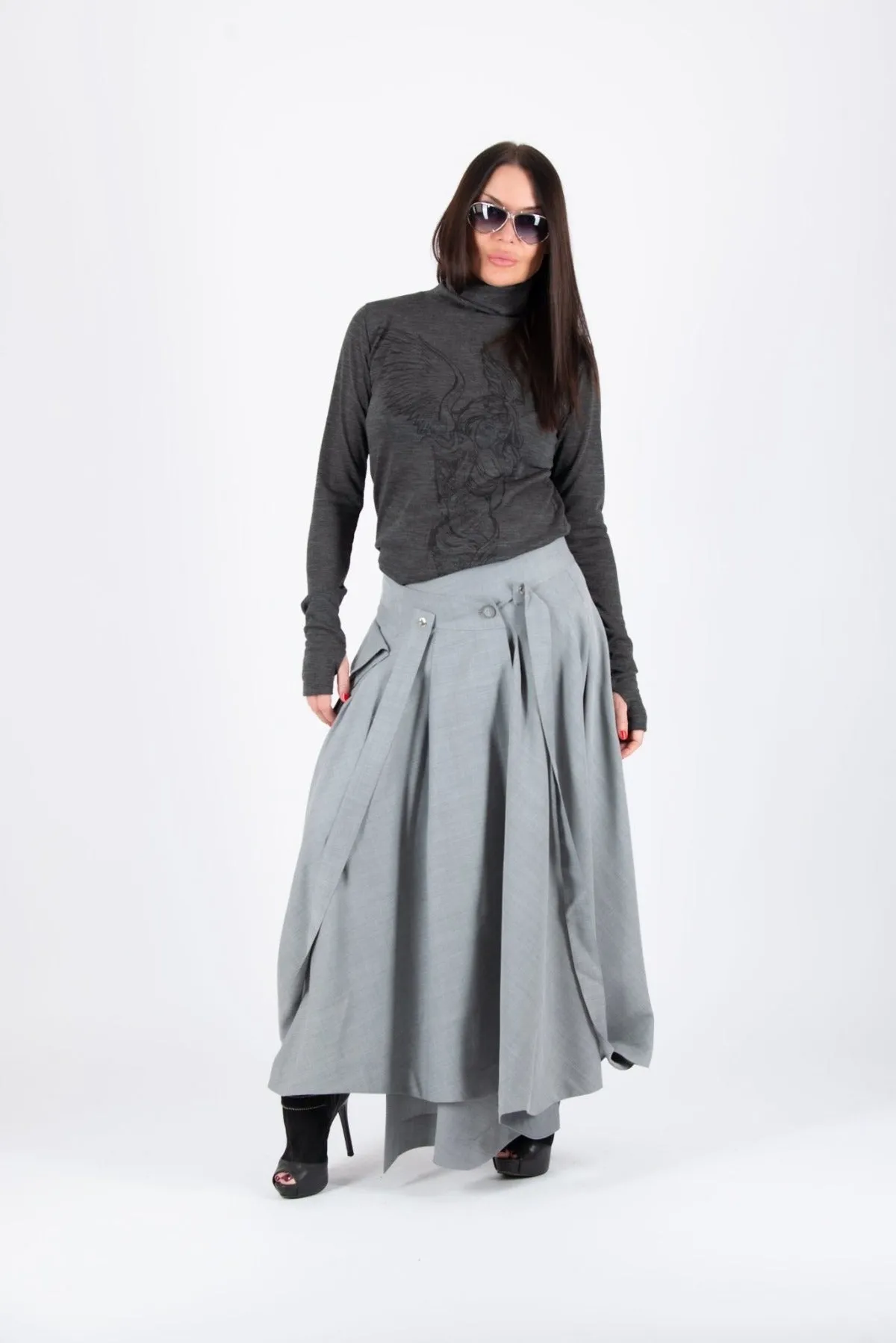 ZEFIRA Asymmetrical Long Skirt