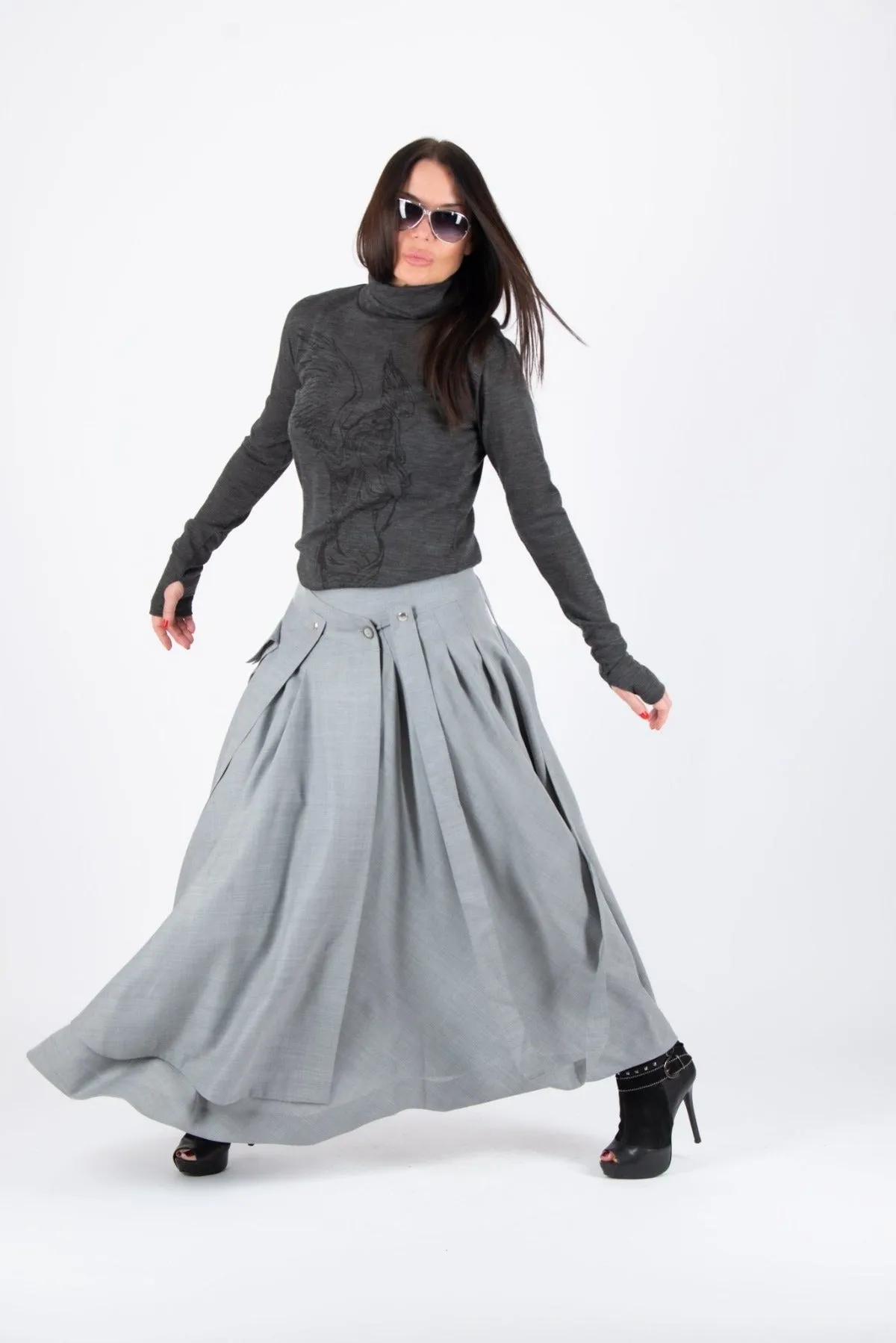 ZEFIRA Asymmetrical Long Skirt
