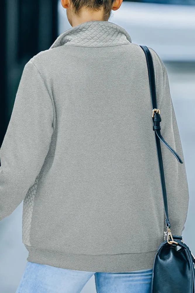 Zipper Turn Down Collar Pockets Long Sleeve Winter Coat Women