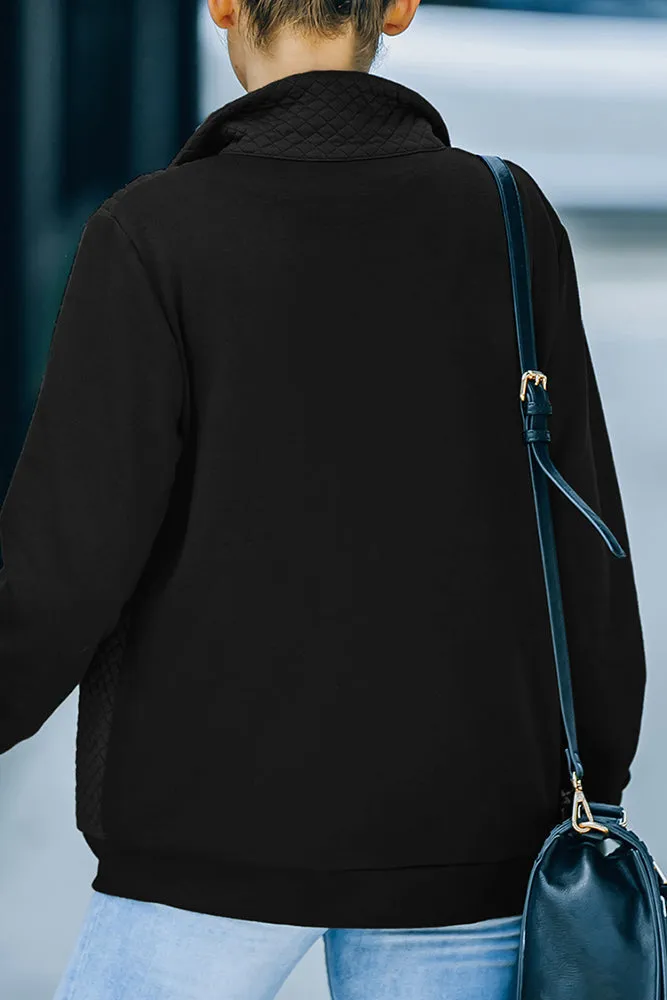 Zipper Turn Down Collar Pockets Long Sleeve Winter Coat Women